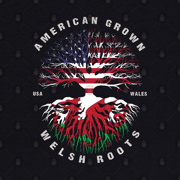 American Grown Welsh Roots Wales Flag by heart teeshirt